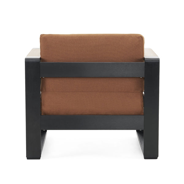 English Elm Christopher Knight Home® - GIOVANNA Club Chair with Rust-Resistant Aluminum Frame, Water-Resistant Cushions & Slat Design for Patio Comfort Orange 34.75 L x 27.75 W x 17.25 H N776P182183O