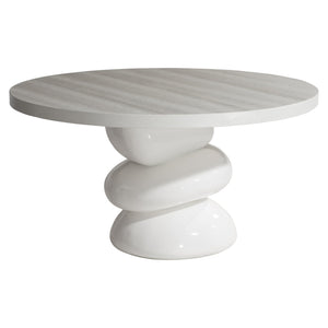 Bernhardt Bernhardt Navar Round Pine-Veneer Dining Table With Sculptural Glossy Faux-Stone Pedestal, Seats 6 Comfortably K1866