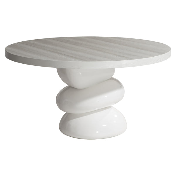 Bernhardt Bernhardt Navar Round Pine-Veneer Dining Table With Sculptural Glossy Faux-Stone Pedestal, Seats 6 Comfortably K1866