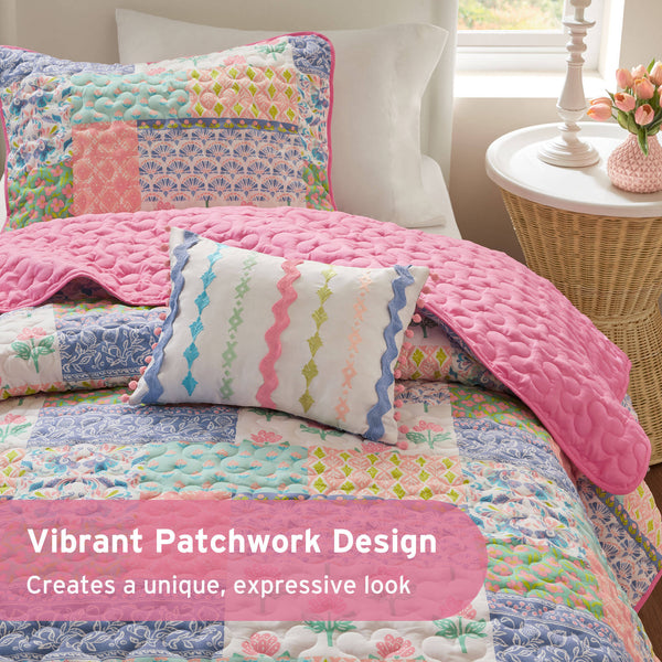English Elm 3-Piece Twin/Twin Xl Quilt Set In Soft Pink – Cozy Comfort With Sham & Decorative Pillow Included! B035P408451