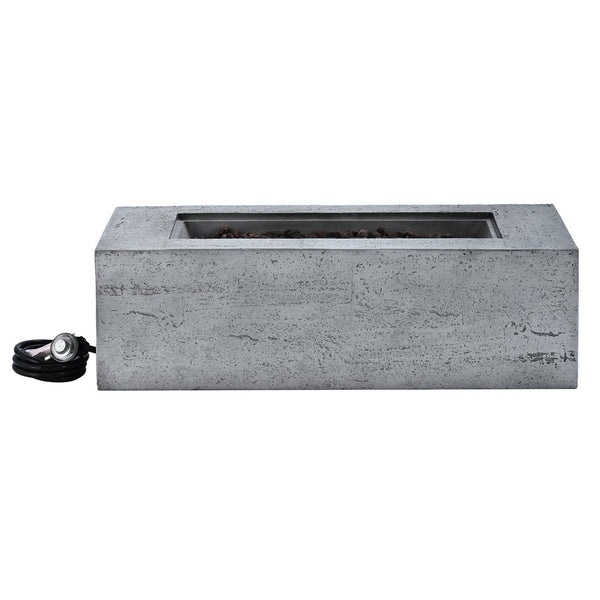 English Elm U_style Rectangular Outdoor Propane Fire Pit Mgo Set with Tank Cover Table Grey WY000498AAE