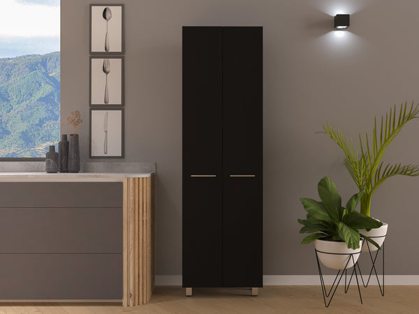 English Elm Pantry Tall Storage Cabinet with Five Shelves for Kitchen, Pantry, or Laundry Room Organization and Style Black 31.5 L x 16.54 W x 5.91 H B097S00160