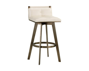 Sunpan Arizona Swivel Barstool - Stylish Art Deco Design with Antique Brass Finish and 360-Degree Comfort Castillo Cream