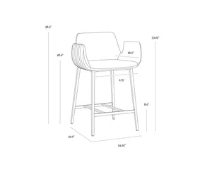 Sunpan Lucano Counter Stool - Elegant Milliken Cognac Faux Leather With Gold Stainless Steel Legs Brown Faux Leather 111122