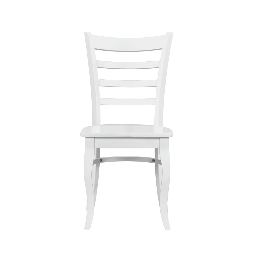 English Elm White Ladder-Back Dining Chairs Set of 2 - Farmhouse Wooden Side Chairs, Contoured Seats, 18" Height B011P188439