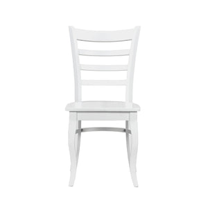 English Elm White Ladder-Back Dining Chairs Set of 2 - Farmhouse Wooden Side Chairs, Contoured Seats, 18" Height B011P188439