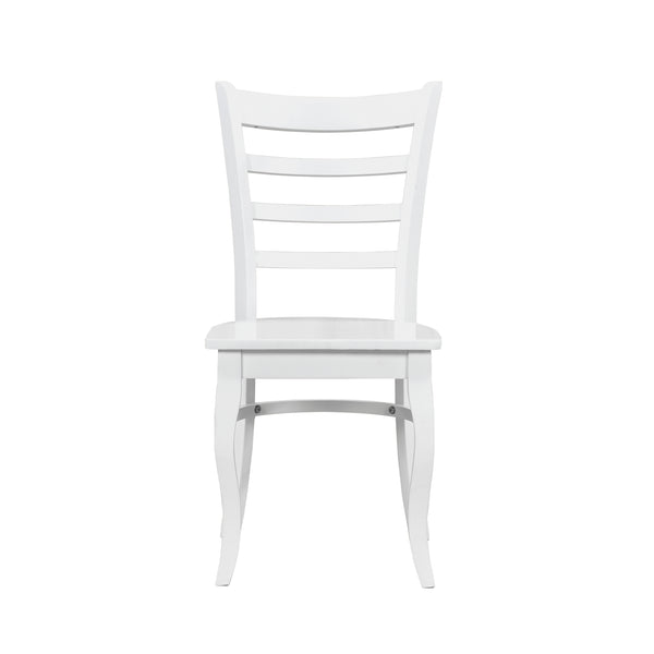 English Elm White Ladder-Back Dining Chairs Set of 2 - Farmhouse Wooden Side Chairs, Contoured Seats, 18" Height B011P188439