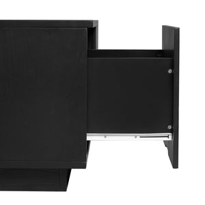 English Elm 33.25" Square Storage Coffee Table Four Drawer Matte Mdf Living Room Centerpiece Black N735P422508B