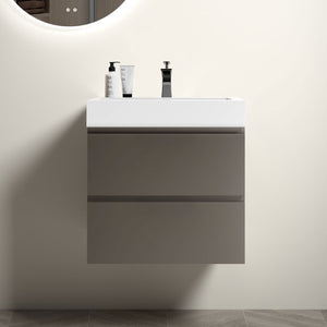 English Elm Alice 24" Gray Wall-Mounted Bathroom Vanity With Large Storage & Modern One-Piece Sink Design W1865S00004
