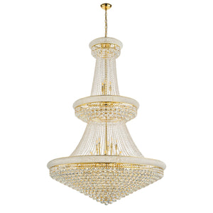 English Elm Grand Grand Gold Crystal Chandelier 48" 3-Tier Empire, 42 E12 Warm LEDs, 680 K9 Crystals, 79" Chain W2869S00005