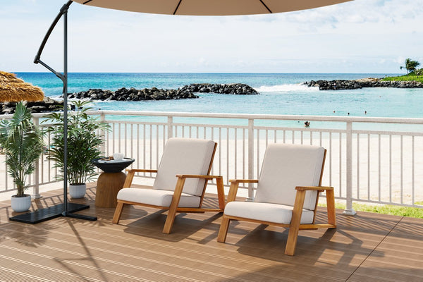 English Elm Christopher Knight Home® - Patio Lounge Chairs Set Of 2 – Weather-Resistant Acacia Wood With Beige Cushions For Outdoor Comfort N779P291591T-2