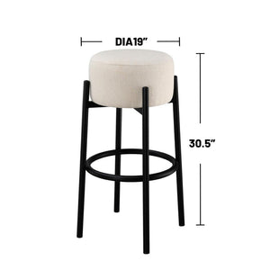 English Elm Set Of 2 Modern Backless Upholstered Bar Stools - White & Black, Space-Saving Design For Any Space B016P369756-GIGA
