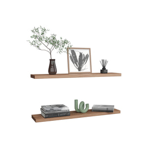 English Elm Ecco Floating Shelves Set of 2 47" — Sleek MDF Wall-Mounted Display with Hidden Brackets for Storage Beige 49 L x 11 W x 4 H B200P286945