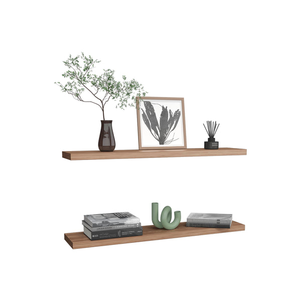 English Elm Ecco Floating Shelves Set of 2 47" — Sleek MDF Wall-Mounted Display with Hidden Brackets for Storage Beige 49 L x 11 W x 4 H B200P286945