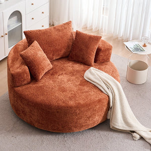 English Elm Round Swivel Barrel Chair Plush Chenille Upholstery Cozy Accent Seat for Any Room Orange W2915P338894