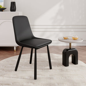 English Elm Modern Nordic Faux Leather Upholstered Dining Chairs Iron Legs Kitchen Set of 2 Black W1535P460712