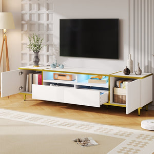 English Elm Vibe 70.9'' Modern Tv Stand For 80'' Tvs - Chic Entertainment Center With Led Lights & Ample Storage N724P284377K-GIGA