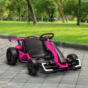 English Elm Aosom 24v Electric Go Kart Ride on Toy with Drifting Dual Motor and Adjustable Seat Pink W2225P229144