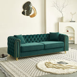 English Elm 86'' W Luxury Modern Tufted Sofa With 2 Piece s Of Toss Pillows For Living Room ,Bedroom,Green Color