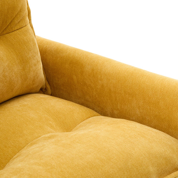 English Elm UNITED Swivel Barrel Chair with Chenille Upholstery, 360° Smooth Rotation, Padded Arm Comfort and Side Pockets for Living Room Relaxation Mustard yellow W1568P290085
