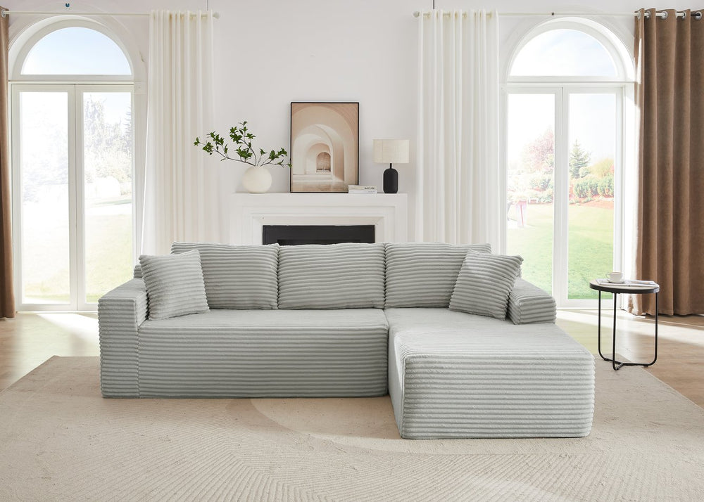 English Elm L-Shaped Cloud Sectional Sofa - Plush Modular Sleeper, No Assembly, Light Grey Comfort For Any Space W2339P306766