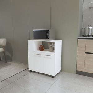 English Elm Bethesda Kitchen Cart White – Durable Engineered Wood, Open Shelf & Double-Door Cabinet for Storage B092P286113