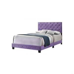 English Elm Enchanting Purple Velvet Queen Bed with 48"H Headboard, Transitional Style, Sturdy Support & Assembly Required B078108006
