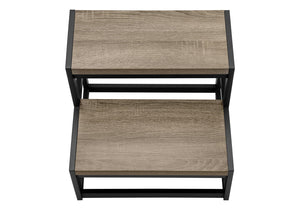English Elm Ladder, Step Stool with Dark Taupe Laminate Treads and Matte Black Metal Frame B2710P219496