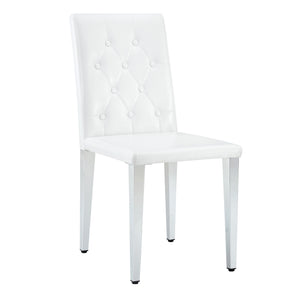 English Elm 4-piece Brown Suede Dining Chair Set with Tufted Back and Walnut Metal Legs White+Silver W1151P361155