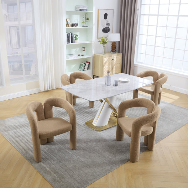 English Elm Contemporary Velvet Upholstered Barrel Accent Chair Set of 2 with Foam Seat, Steel Frame, Plush Upholstery Camel Teddy W395P224766