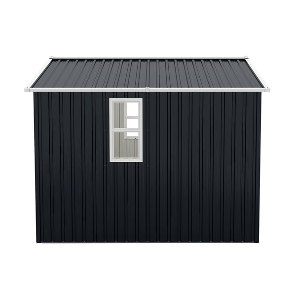 English Elm Outdoor Metal Storage Shed 8x10 with Four Windows Lockable Doors Waterproof Steel W1598S00038