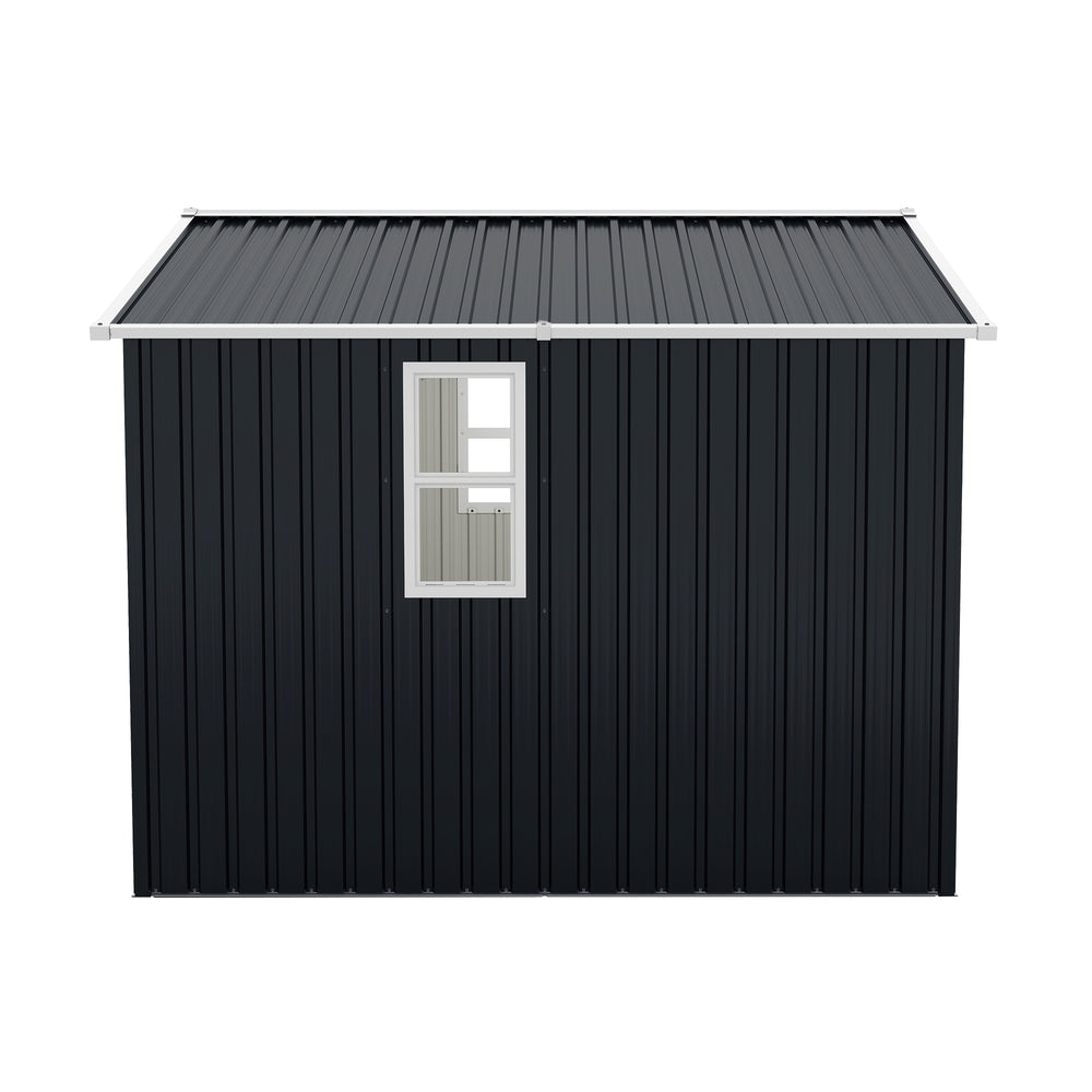 English Elm Outdoor Steel Storage Shed 8x10 Iron Frame Four Windows Lockable Doors Weather Resistant W1598P382331