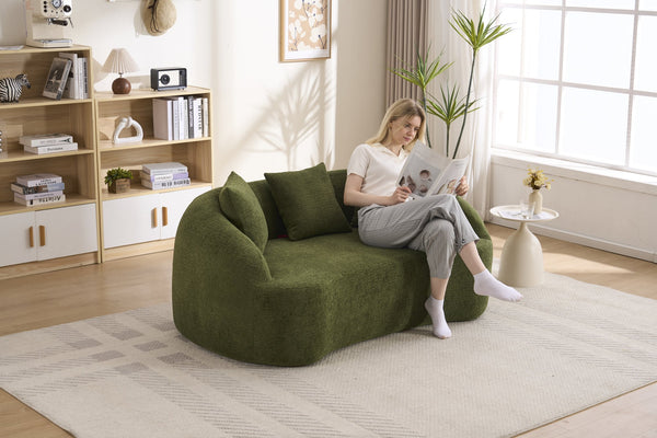 English Elm Ly-049s Curved Chenille Loveseat with Boneless Frame for Modern Living Spaces Green W2231P402441