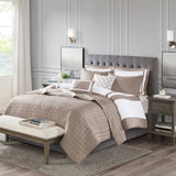 Madison Park Heritage Transitional 8 Piece Comforter and Quilt Set Collection MP10-8243 Taupe