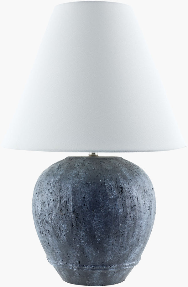 Livabliss Bagre Ceramic Art Deco Table Lamp with Linen Shade and Iron Finial for Bedroom BAG-001