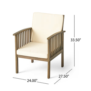English Elm Casa Acacia Slatted Outdoor Club Chairs Set of 2 with Gray Finish Coastal Patio Seating 63513.00GRY
