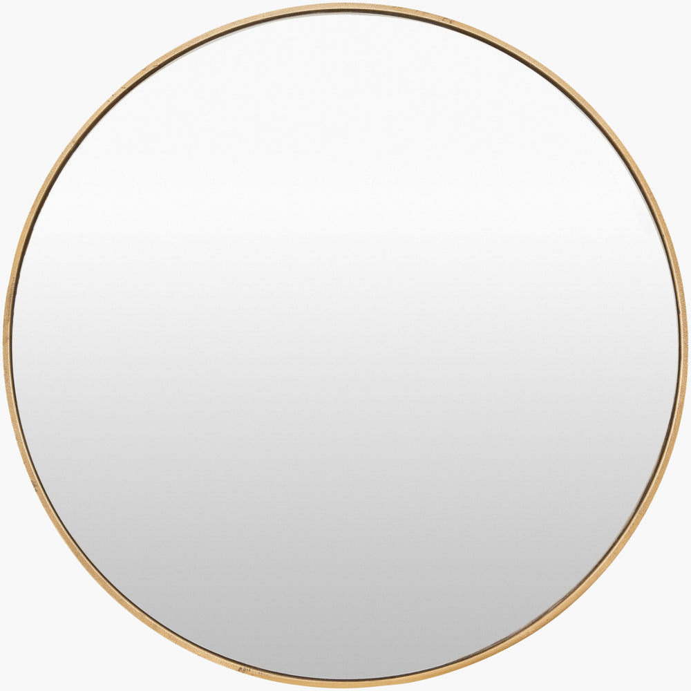 Surya Bahia 24" Round Accent Mirror - Modern Minimalist Wall Decor For Chic Home Elegance & Style Frame, Gold Aluminum Bahi001-2424