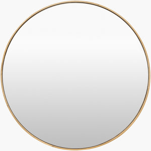 Surya Bahia 24" Round Accent Mirror - Modern Minimalist Wall Decor For Chic Home Elegance & Style Frame, Gold Aluminum Bahi001-2424
