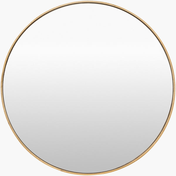 Surya Bahia 24" Round Accent Mirror - Modern Minimalist Wall Decor For Chic Home Elegance & Style Frame, Gold Aluminum Bahi001-2424