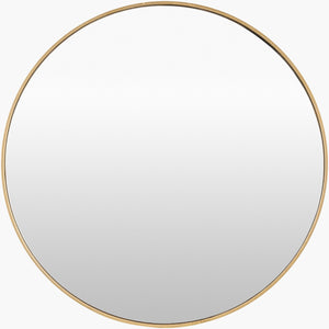 Surya Bahia 24" Round Accent Mirror - Modern Minimalist Wall Decor For Chic Home Elegance & Style Frame, Gold Aluminum Bahi001-3030