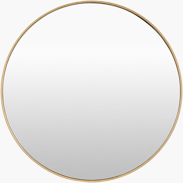 Surya Bahia 24" Round Accent Mirror - Modern Minimalist Wall Decor For Chic Home Elegance & Style Frame, Gold Aluminum Bahi001-3030
