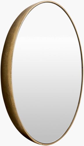 Surya Bahia 24" Round Accent Mirror - Modern Minimalist Wall Decor For Chic Home Elegance & Style Frame, Gold Aluminum Bahi001-2424