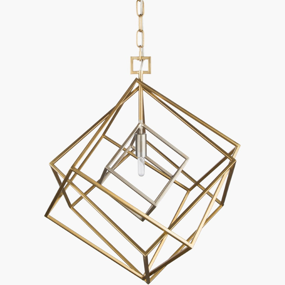 Surya Blair Geometric Metal Pendant Light Hand Finished for Dining Rooms and Kitchen Islands BAI-002