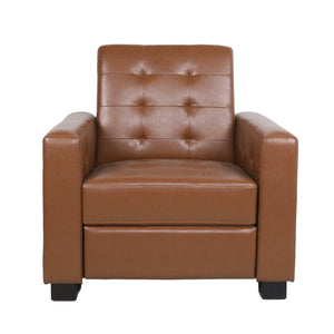 English Elm Christopher Knight Home® - RECLINER ergonomic PU leather lounge chair with plush padding and supportive design for home comfort and style Light Brown 71978.00PUCOGN