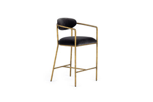 VIG Furniture Modrest Baird - Modern Grey Velvet + Brass Counter Chair VGMY-2847-26-GRY