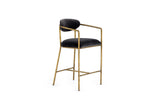 Modrest Baird - Modern Grey Velvet + Brass Counter Chair