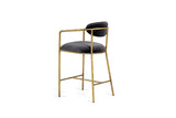 VIG Furniture Modrest Baird - Modern Grey Velvet + Brass Counter Chair VGMY-2847-26-GRY