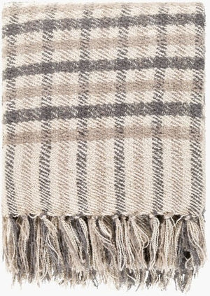 Surya Barke Cozy 50"W X 60"L Throw Blanket - Plush Nylon-acrylic Blend With Stylish Fringe, Perfect Decor Light Beige Acrylic,Nylon Bak1000-5060