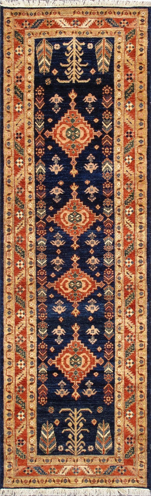 Pasargad Home Shirvan Hand-knotted Navy Lamb's Wool Runner - Timeless Elegance For Any Space   Pqs-422 2.08x9