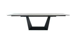 VIG Furniture Baldwin Extendable Dining Table With Grey Marble-Look Ceramic Top & Black Metal Base, Seats 8–10 VGNSGD8684-CB